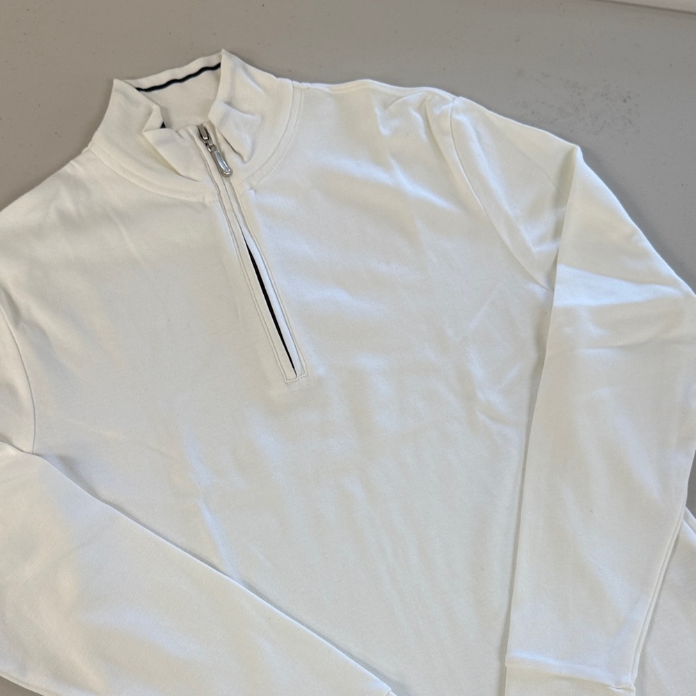 Women’s White Quarter-Zip Sweater - Classic Minimal
